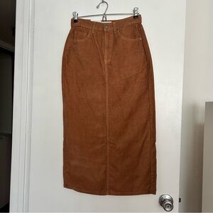 Brown Denim Midi Skirt